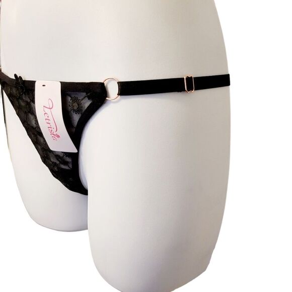 2/$20 Brand New Black Top Fashion Lace T-back Panties One Size - Picture 4 of 5